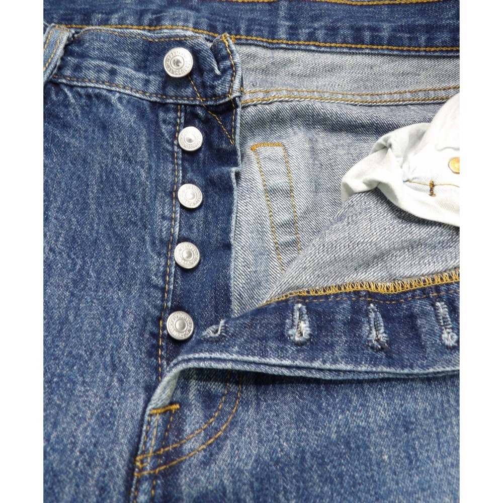 Levi 501 Original Button Fly Jeans Men 34x34 Medium Wash Blue Denim Classic Pant - Picture 7 of 16